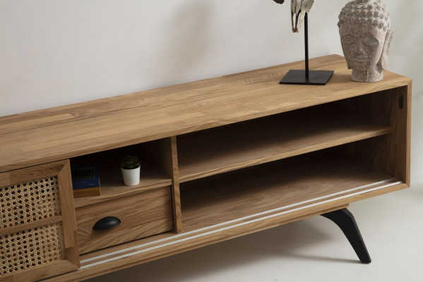 TV Ständer RTV Niddregschaf Dësch Couchtisch Braun Holz Modern Wunnzëmmer Set