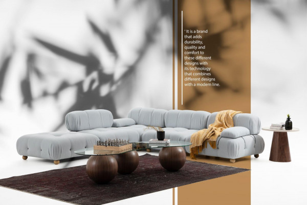 Eckcouch Couch Stoff Wunnzëmmer Couchen Eck Gro Modern Polyester Design