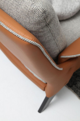 Dreemëtzeger Canapé 3 Sëtzer Stoff Orange Modernen Design Wunnzëmmer Gro