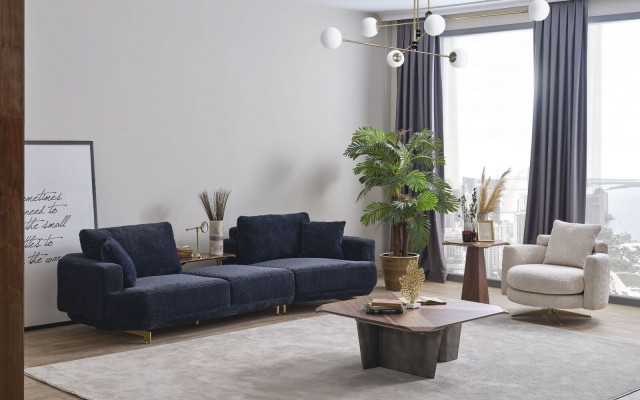 Bloen dräisëtzer wäisse Fauteuil Designer Wunnzëmmer Sofagarnitur 2tlg