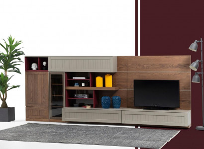 Wunnwand TV-Stänner RTV Lowboard Vitrin Holz Modern Braun Wunnzëmmer