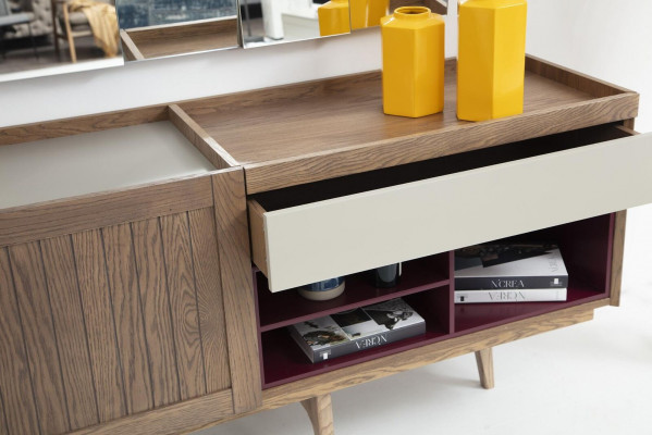 Wunnwand TV-Stänner RTV Lowboard Vitrin Holz Modern Braun Wunnzëmmer