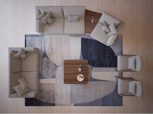 Wunnzëmmer Set 4tlg Zweesëtzer mat Dräisëtzer Sofa Polster Textil 2x Sessel Nei