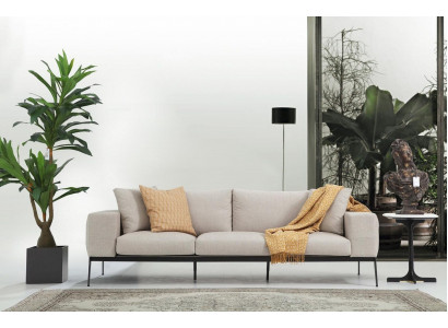 Dräisiichter Canapé 3 Plazen Canapéen Beige Stoff Wunnzëmmer Luxus Modern Nei