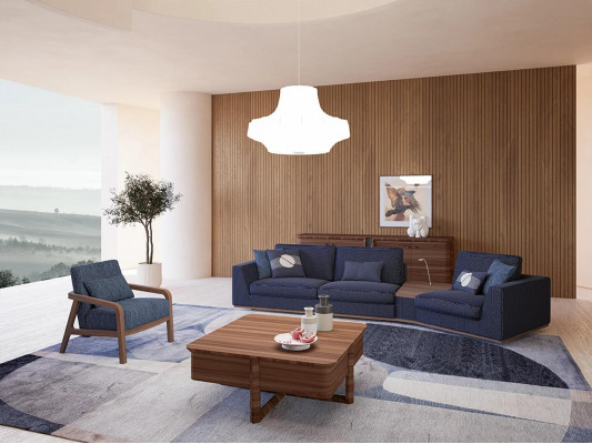 Blo Sofagarnitur Set Dräisëtzer Sofae Wunnzëmmer Sëtz Modern Design Textil