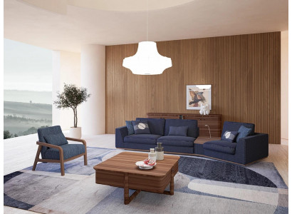 Blo Sofagarnitur Set Dräisëtzer Sofae Wunnzëmmer Sëtz Modern Design Textil