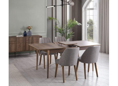 Modern Komplett Iessgrupp Iesszëmmer Iessdësch Set 7tlg Iesszëmmer Brong Holz