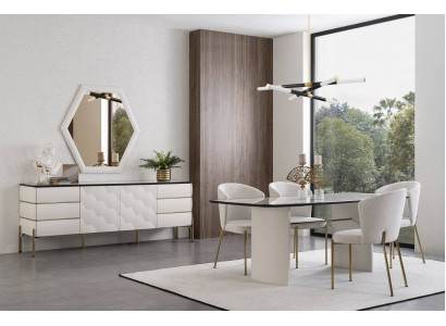 Stilvoll Iesszëmmer Set Groussen Iessdësch 4x Still Kommode Spigel