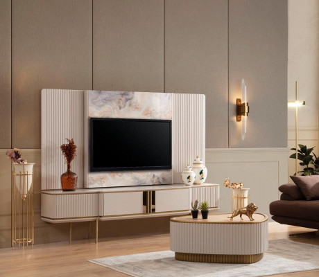 Wäisst Lowboard Mat TV-Rahmen Wunnzëmmer Designer Miwwelen Edelstolrahmen