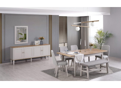 Iessgrupp Iesszëmmermiwwel Set 8-Stéck Iesszëmmer Iessdësch Still Holz Gro