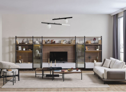 Beige Canapé-Set 3+1 Sëtz Luxus 3x Klapptischen 5-Deeler Wunnzëmmer Set