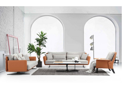 Komplett Couch Set Canapé Set Sofa 3-2-1 Stoff Orange