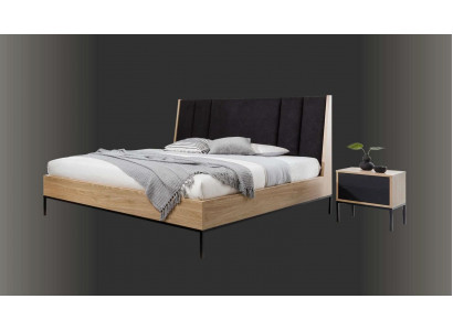 Schlofzëmmer Set Beige Bett Elegant 2x Nuetsdësch Luxus Modern Nei 3tlg.