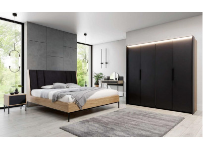 Kleederpress Schwaarz Luxus Holz Schlofzëmmer Eleganten Schrank Design Modern