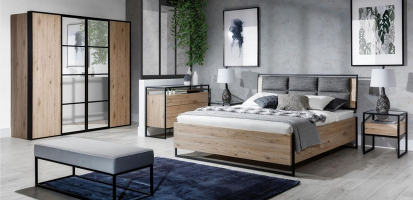Bett Beige Loft Design Modern Duebelbetter Schlofzëmmer Elegante Miwwelen Neit