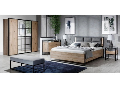Bett Beige Loft Design Modern Duebelbetter Schlofzëmmer Elegante Miwwelen Neit