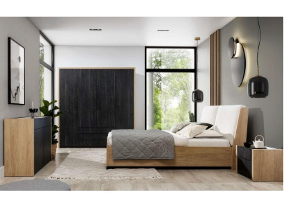 Kleederschafz Schwaarz Holz Schlofkummer Design Modern Miwwelen Garderobeschafz