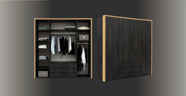 Kleederschafz Schwaarz Holz Schlofkummer Design Modern Miwwelen Garderobeschafz