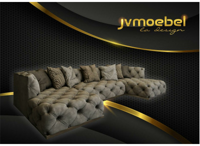 Eckcouch Sofa Canapé Polster Garnitur U-Form Sofacen Chesterfield Miwwelen Sofae Nei