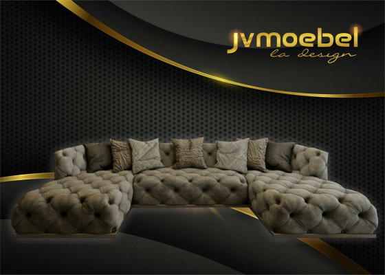 Eckcouch Sofa Canapé Polster Garnitur U-Form Sofacen Chesterfield Miwwelen Sofae Nei