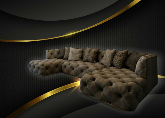 Eckcouch Sofa Canapé Polster Garnitur U-Form Sofacen Chesterfield Miwwelen Sofae Nei