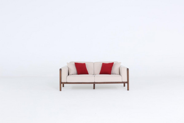 Sofa 2 Sëtz Zweisëtzer Modern Stoff Sofas Design Wunnzëmmer Nei Wäiss