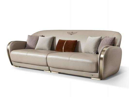 Stilvoll Taupe Canapé-Sët Polstersofa Set 3+2 Lieder Canapéen Wunnzëmmer Miwwelen