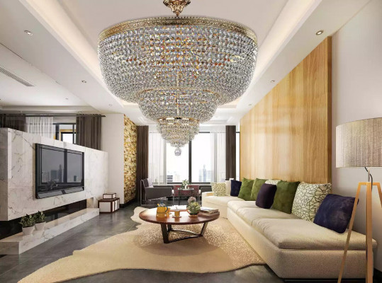 Luxus Plafongsliicht Luster Lampe Luuchten Kronleuchter Kristall Gold 100cm