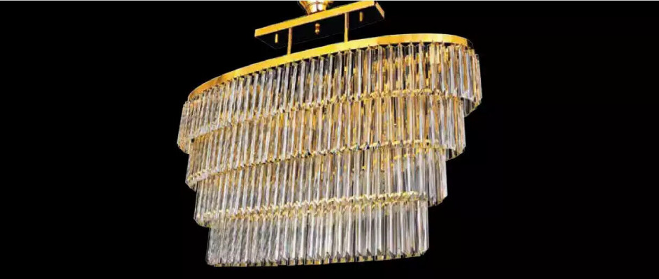 Kiischteleefer Plafongs Hänklampe Luxus Kristall Gold Wunnzëmmer Kiischteleefer