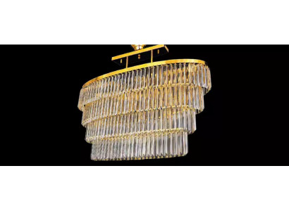Kiischteleefer Plafongs Hänklampe Luxus Kristall Gold Wunnzëmmer Kiischteleefer