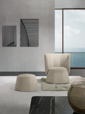 Design Sesselle Luxus Einsëtzer Modern Lehn Stoff 1 Sëtz Miwwelen Einsëtzer Prianera