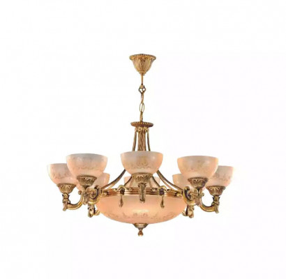 Lüster Plafongslampe Plafongluucht Lampe Lüster Glas Gold Beige