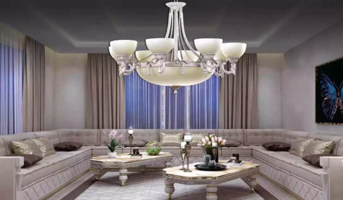 Luuchten Plafongsliichter Lüster Kroneluucht Wäiss Plafongsluucht Glas Modern