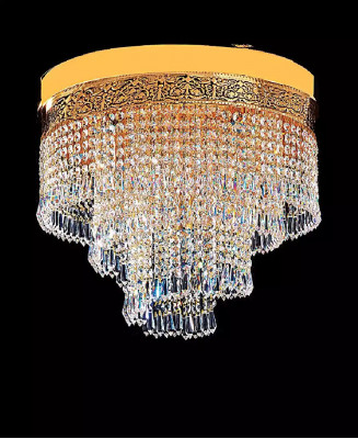 Plafonière Luxus Gold Krounleuchter Plafongslampe Lüster Kristall Konscht