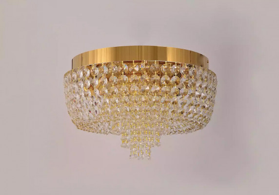Plafonnière Luxus Gold Kronleuchter Plafondslampe Lüster Kristall Konscht