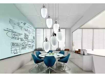 Plafongslampe E modernt wäisst Glas Wunnzëmmer Luxus 50x130 Chrom