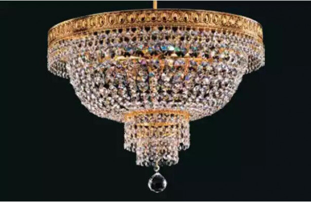 Lüster Plafongsliichter Luxus Gold Krouneliichter Plafongslampe Kristall Konscht