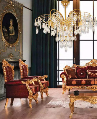 Franséische Gold-Kronleuchter am Wunnzëmmer Luucht luxuriéis Luuchten