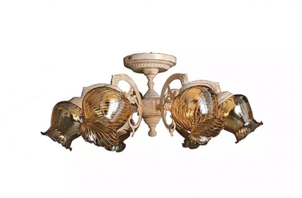 Plafongsliichter Plafongslampe Lüster Franjeluchter Luuchten Glas Beige Konscht