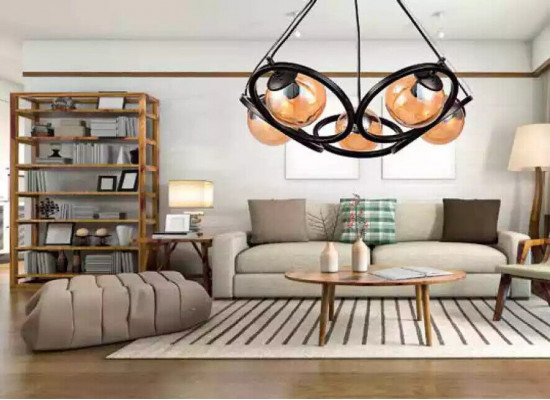 Plafongslampe Eng chic Lampe fir de Wunn- oder Schlofzëmmer nei schwaarz