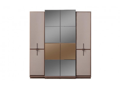 Beige Schlofzëmmer Schaf Designer Holz Kleederschaf Glasschaf Nei