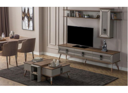 Designer Wunnzëmmer Garnitur TV-Stänner Holz Regaler Couchtësch RTV Nei