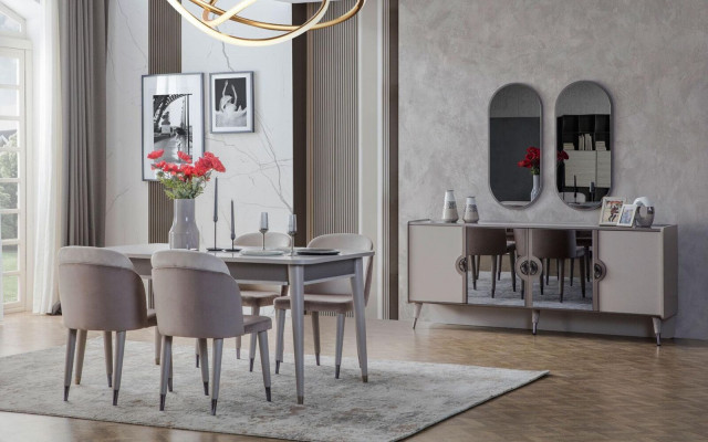 Hellgrou Esszëmmerstill Kichestill Designer Polster Esszëmmer Miwwelen