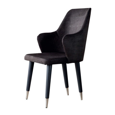 Grau Iesszëmmer Stull-Set Designer Gepolsterte Stullë 6-St. Textil Stullë