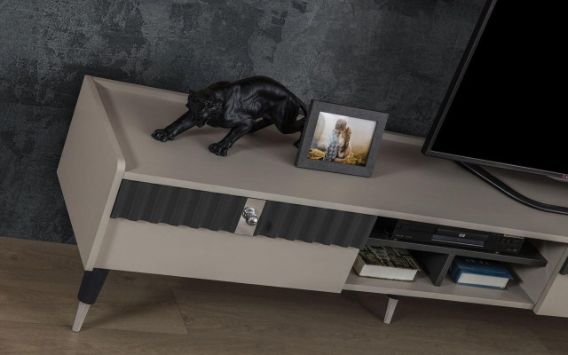 Wunnzëmmer Set Designer RTV-Stänner Luxus Holzbrietera Couchtisch 3-deleg