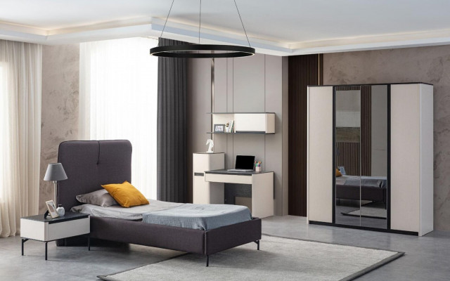 Gro Kinderzëmmer Designer Kannerbett Holz Nuetsdësch Luxus Set
