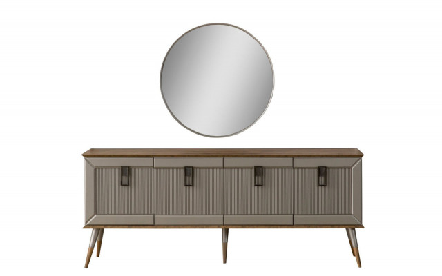 Robust Anrichte Designer Sideboard Luxus Rondspeigel Schaf 2-Stéck.