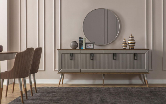 Robust Anrichte Designer Sideboard Luxus Rondspeigel Schaf 2-Stéck.