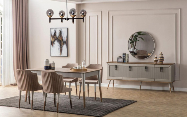 Robust Anrichte Designer Sideboard Luxus Rondspeigel Schaf 2-Stéck.