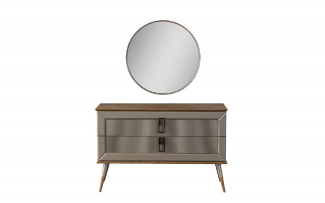 Brong Designer Kommode Edelen Ronnspeegel Luxus Schminkdësch Set 2tlg